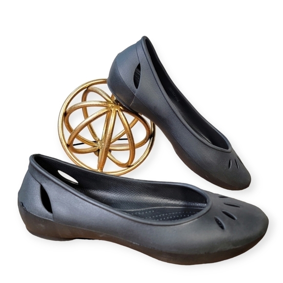 CROCS Kelli Black Ballet Flats Size 7 - Picture 1 of 15